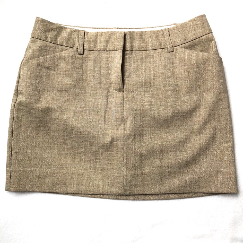 Gold Metallic Express Editor Straight Pencil Mini Skirt Size 0 Office Siren